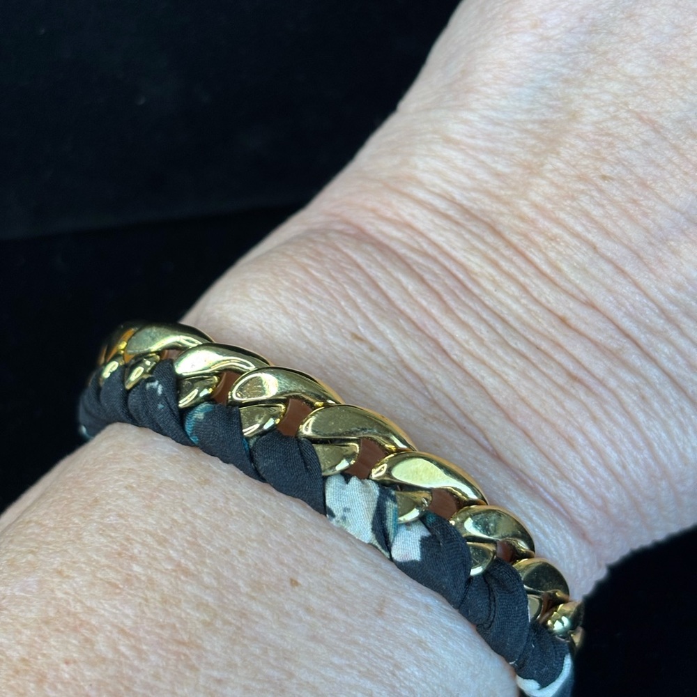 kate spade Gold Chain Bracelet with Black Woven Fabric Detail